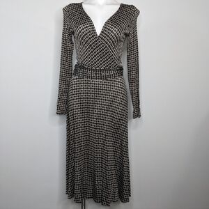 NWT Riani brown white v neck tie back dress 6